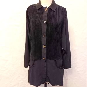 Vintage Bodil textured tunic dress with crystal or stone buttons. Size 2.